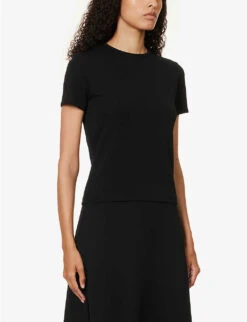 Vince Round-neck Short-sleeves Woven T-shirt -Ted Baker Store R04154652 BLACK ALT02