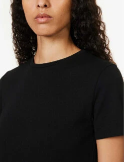 Vince Round-neck Short-sleeves Woven T-shirt -Ted Baker Store R04154652 BLACK ALT04