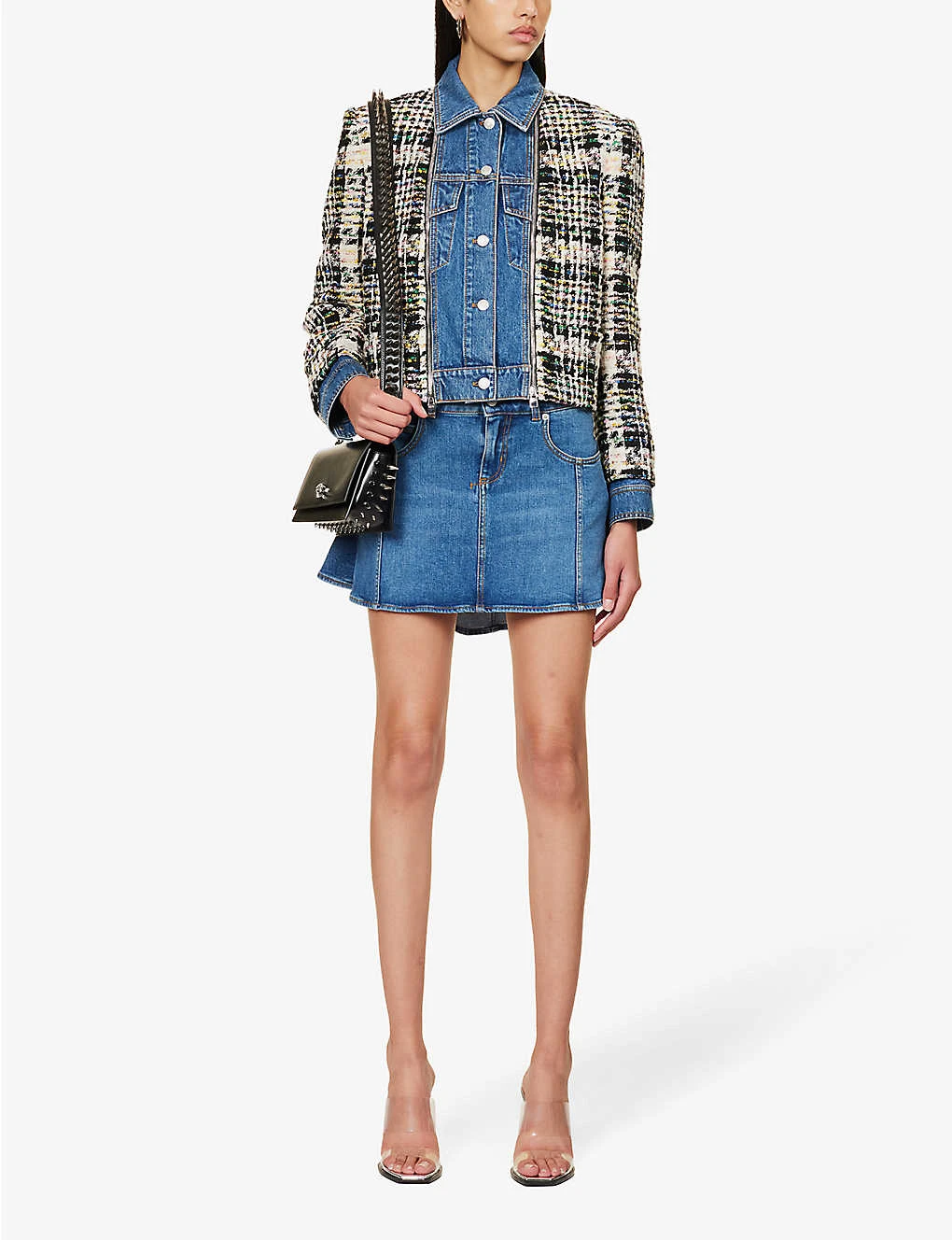 Alexander McQueen Asymmetric-hem Logo-patch Stretch-denim Mini Skirt 4 Alexander McQueen Asymmetric-hem Logo-patch Stretch-denim Mini Skirt - Image 2