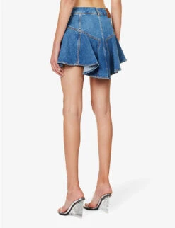 Alexander McQueen Asymmetric-hem Logo-patch Stretch-denim Mini Skirt 11 Alexander McQueen Asymmetric-hem Logo-patch Stretch-denim Mini Skirt -Ted Baker Store R04154717 BLUESTONEWASH ALT03