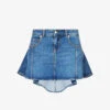 Alexander McQueen Asymmetric-hem Logo-patch Stretch-denim Mini Skirt