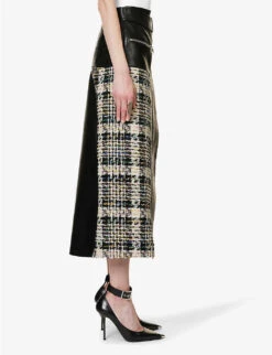 Alexander McQueen Contrast-panel Tweed And Leather Midi Skirt 10 Alexander McQueen Contrast-panel Tweed And Leather Midi Skirt -Ted Baker Store R04154722 BLACKMULTICOLOR ALT02