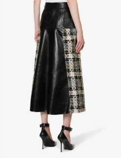 Alexander McQueen Contrast-panel Tweed And Leather Midi Skirt 11 Alexander McQueen Contrast-panel Tweed And Leather Midi Skirt -Ted Baker Store R04154722 BLACKMULTICOLOR ALT03