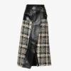 Alexander McQueen Contrast-panel Tweed And Leather Midi Skirt -Ted Baker Store R04154722 BLACKMULTICOLOR M