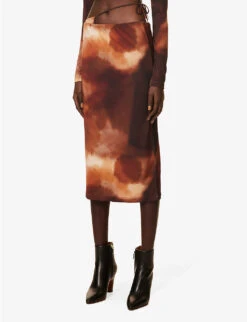 Himani Abstract-print Stretch-woven Midi Skirt -Ted Baker Store R04155197 GRAPHICOMBRE ALT02