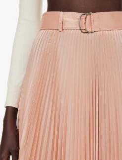 Max Mara Tambuto Pleated Regular-fit Silk-blend Midi Skirt -Ted Baker Store R04156234 PINK ALT04