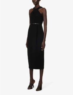 Max Mara Luna Slim-fit Woven-blend Midi Dress 9 Max Mara Luna Slim-fit Woven-blend Midi Dress -Ted Baker Store R04156240 BLACK ALT02