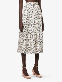 Max Mara Rotondo Graphic-print Silk Midi Skirt -Ted Baker Store R04156253 WHITEBLACK ALT02