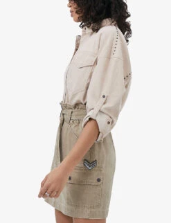 Ikks Oversized Studded Denim Shirt -Ted Baker Store R04156277 DARKBEIGE ALT04