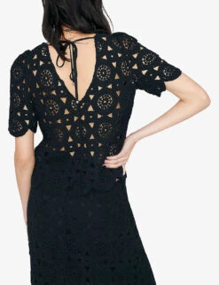 Ikks Crochet-pattern Cotton Top 10 Ikks Crochet-pattern Cotton Top -Ted Baker Store R04156316 BLACK ALT03