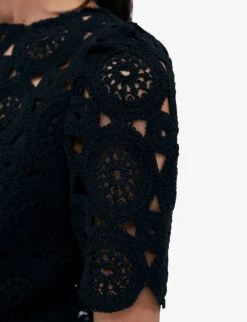 Ikks Crochet-pattern Cotton Top 11 Ikks Crochet-pattern Cotton Top -Ted Baker Store R04156316 BLACK ALT04