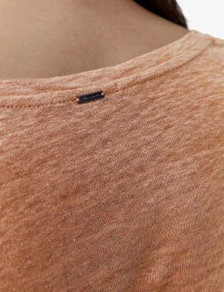 Ikks V-neck Regular-fit Linen T-shirt -Ted Baker Store R04156324 DARKBEIGE ALT04