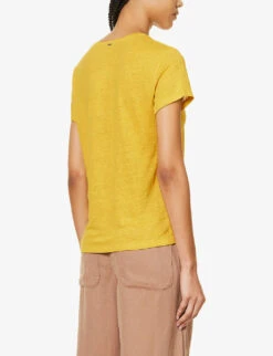 Ikks V-neck Relaxed-fit Linen T-shirt 10 Ikks V-neck Relaxed-fit Linen T-shirt -Ted Baker Store R04156325 YELLOW ALT03