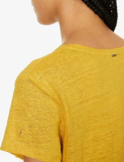 Ikks V-neck Relaxed-fit Linen T-shirt 11 Ikks V-neck Relaxed-fit Linen T-shirt -Ted Baker Store R04156325 YELLOW ALT04