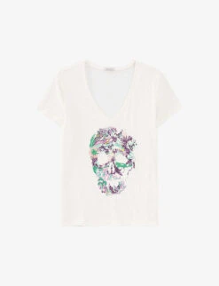 Ikks Floral-print Cotton And Linen-blend T-shirt