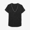 Ikks Chain-embellished V-neck Stretch-woven T-shirt