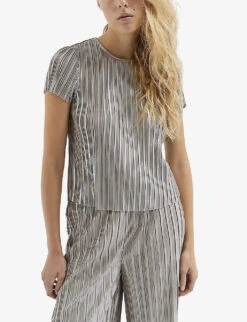 Ikks Pleated Metallic-effect Woven Top 8 Ikks Pleated Metallic-effect Woven Top -Ted Baker Store R04156332 BRASS ALT02