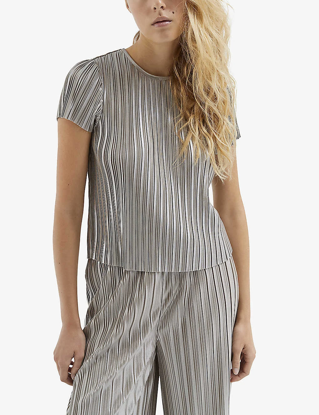 Ikks Pleated Metallic-effect Woven Top 5 Ikks Pleated Metallic-effect Woven Top - Image 3