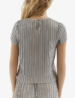 Ikks Pleated Metallic-effect Woven Top 9 Ikks Pleated Metallic-effect Woven Top -Ted Baker Store R04156332 BRASS ALT03