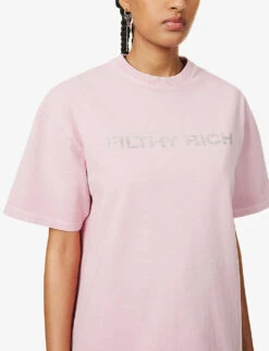 Filthy Rich Crystal-embellished Cotton T-shirt -Ted Baker Store R04156847 ROSE ALT04