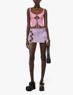 Distressed Cut-out Mini Skirt 9 Distressed Cut-out Mini Skirt -Ted Baker Store R04156855 PEONY ALT01