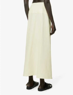 Side-split Flared-hem Linen Midi Skirt -Ted Baker Store R04157389 YELLOW ALT03