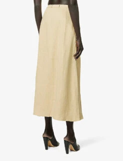 Belted Split-hem Linen Midi Skirt 10 Belted Split-hem Linen Midi Skirt -Ted Baker Store R04157394 BEIGE ALT03