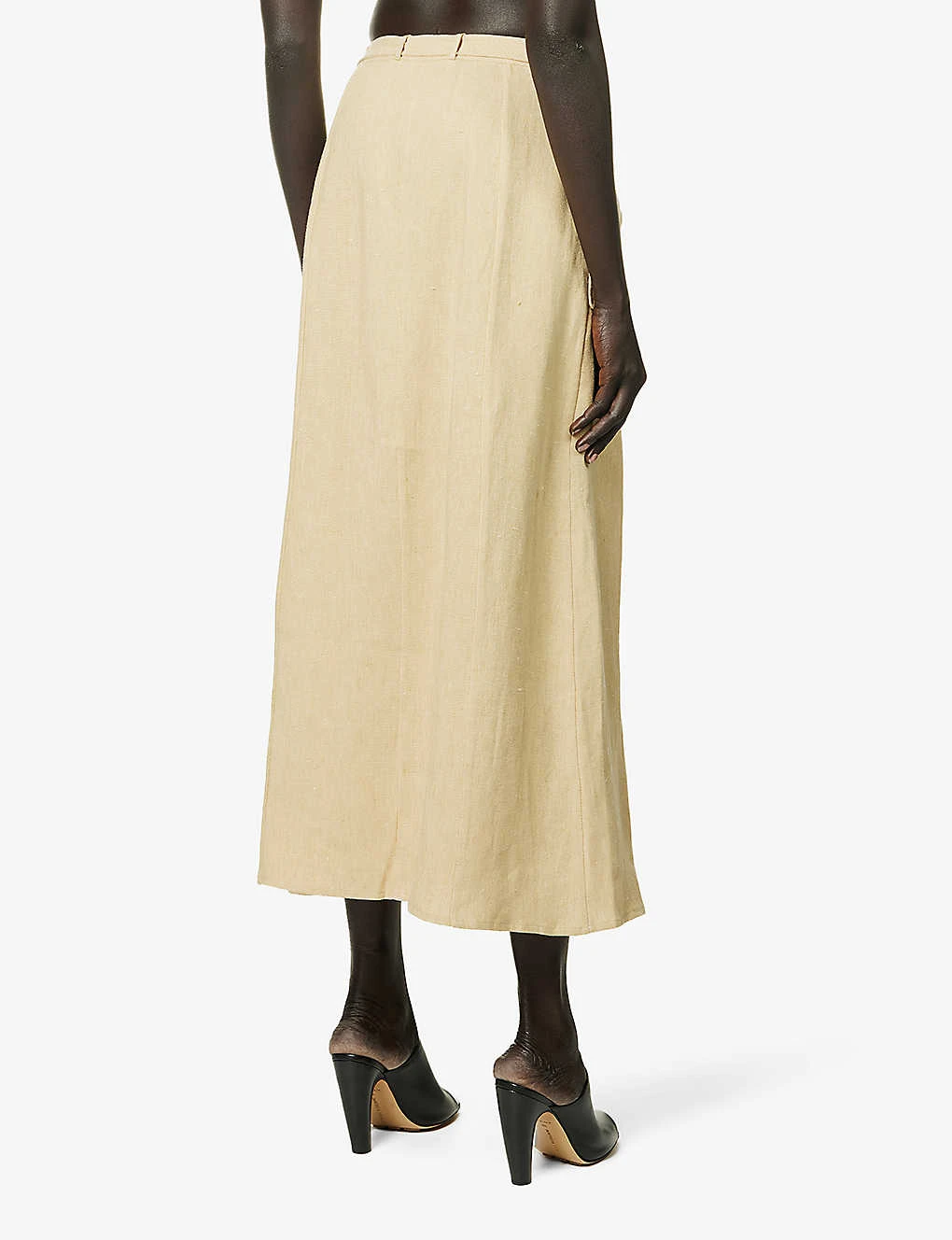 Belted Split-hem Linen Midi Skirt 6 Belted Split-hem Linen Midi Skirt - Image 4