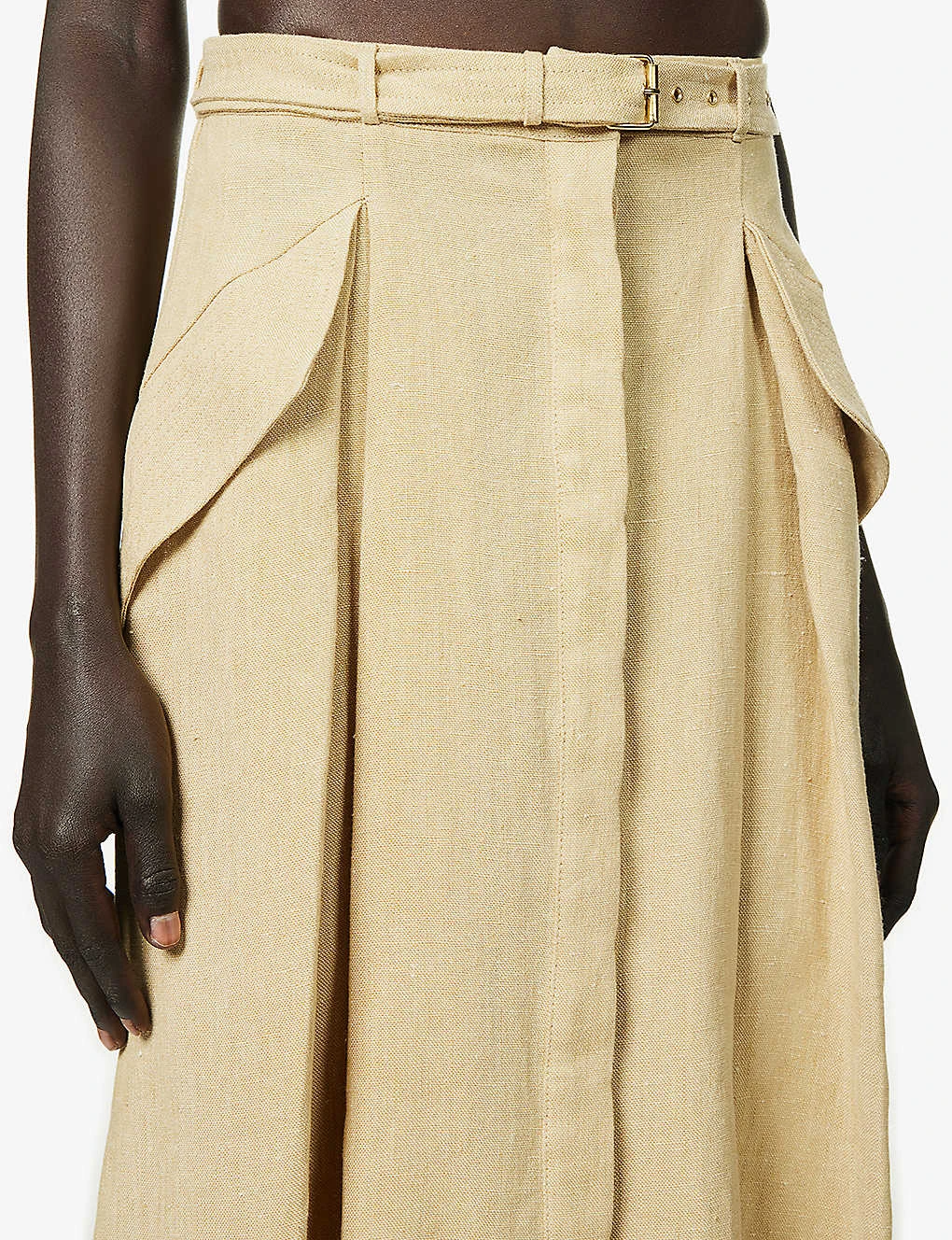 Belted Split-hem Linen Midi Skirt 7 Belted Split-hem Linen Midi Skirt - Image 5