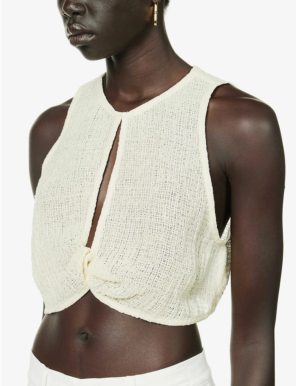 Cut-out Twist-pattern Linen Top 7 Cut-out Twist-pattern Linen Top - Image 5