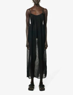 Scoop-neck Relaxed-fit Linen Maxi Dress -Ted Baker Store R04157407 BLACK ALT02