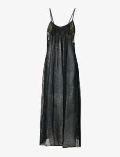 Scoop-neck Relaxed-fit Linen Maxi Dress