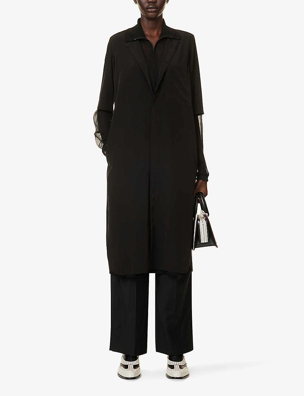 High-neck Split-hem Woven Shirt 4 High-neck Split-hem Woven Shirt - Image 2