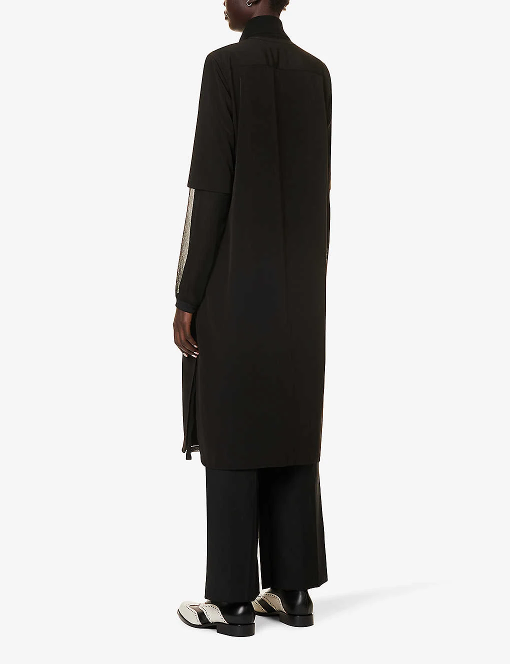 High-neck Split-hem Woven Shirt 6 High-neck Split-hem Woven Shirt - Image 4