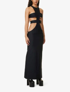 Power Cut-out Sleeveless Slim-fit Stretch-woven Maxi Dress -Ted Baker Store R04158074 BLACK ALT02