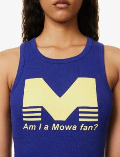 Brand-print Sleeveless Stretch-cotton Top -Ted Baker Store R04158083 BLUE ALT04