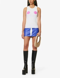 Circle-print Sleeveless Stretch-cotton Top -Ted Baker Store R04158084 WHITE ALT01