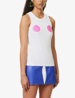 Circle-print Sleeveless Stretch-cotton Top -Ted Baker Store R04158084 WHITE ALT02