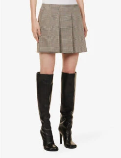 Sportmax Plaid-patterned Pleated Regular-fit Stretch-woven Mini Skirt 9 Sportmax Plaid-patterned Pleated Regular-fit Stretch-woven Mini Skirt -Ted Baker Store R04158884 CAMEL ALT02