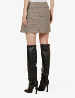 Sportmax Plaid-patterned Pleated Regular-fit Stretch-woven Mini Skirt 10 Sportmax Plaid-patterned Pleated Regular-fit Stretch-woven Mini Skirt -Ted Baker Store R04158884 CAMEL ALT03