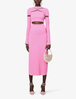 Camille Heart-embellished Knitted Midi Dress 8 Camille Heart-embellished Knitted Midi Dress -Ted Baker Store R04158907 PINK ALT01