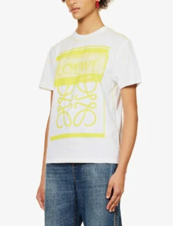 Loewe Anagram Graphic-print Regular-fit Cotton-jersey T-shirt -Ted Baker Store R04159264 WHITEYELLOW ALT02