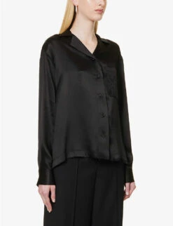 Loewe Anagram-embroidered Relaxed-fit Silk Shirt -Ted Baker Store R04159284 BLACK ALT02