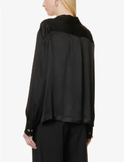 Loewe Anagram-embroidered Relaxed-fit Silk Shirt -Ted Baker Store R04159284 BLACK ALT03