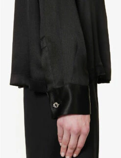 Loewe Anagram-embroidered Relaxed-fit Silk Shirt -Ted Baker Store R04159284 BLACK ALT05