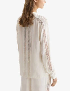 Reiss Rowan Lace-trimmed V-neck Woven Blouse -Ted Baker Store R04159563 CREAM ALT03