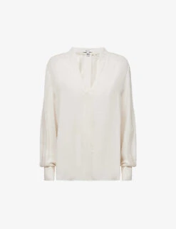 Reiss Rowan Lace-trimmed V-neck Woven Blouse