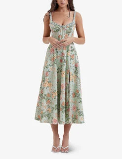 Sabrina Floral-print Cotton-blend Midi Dress -Ted Baker Store R04159571 LIGHTJADE ALT02