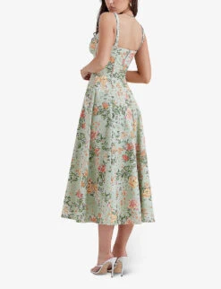 Sabrina Floral-print Cotton-blend Midi Dress -Ted Baker Store R04159571 LIGHTJADE ALT03