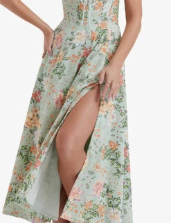 Sabrina Floral-print Cotton-blend Midi Dress -Ted Baker Store R04159571 LIGHTJADE ALT04